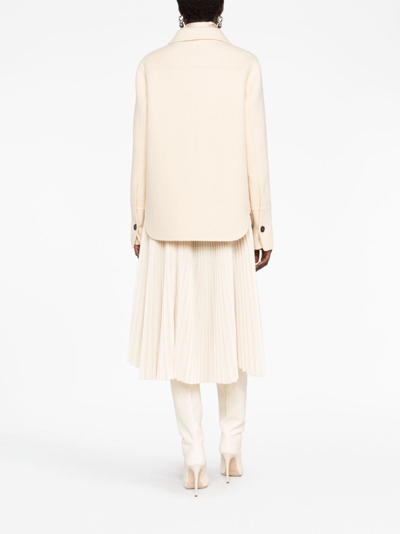 Shop Jil Sander Button-up Wool Shirt Jacket In Nude