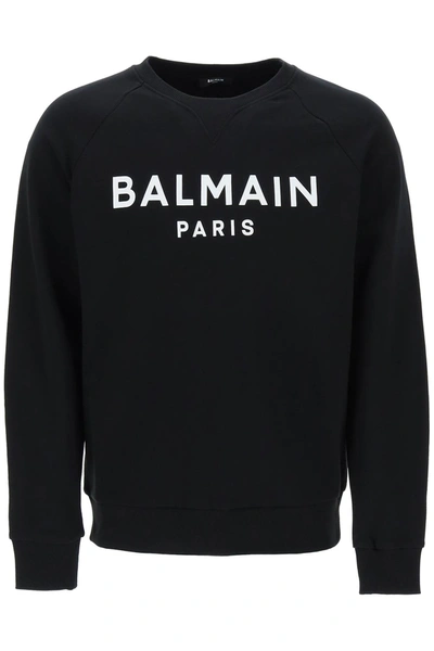 Shop Balmain Logo Sweatshirt In Noir Blanc (black)