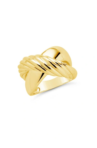 Sterling Forever 14k Plated Myra Cross Ring In Gold