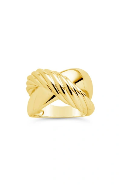 Sterling Forever 14k Plated Myra Cross Ring In Gold