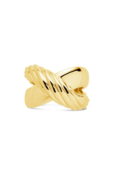 Sterling Forever 14k Plated Myra Cross Ring In Gold