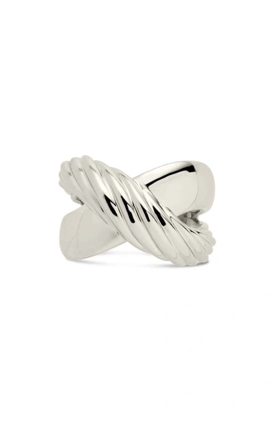 Sterling Forever Rhodium Plated Myra Cross Ring In Silver
