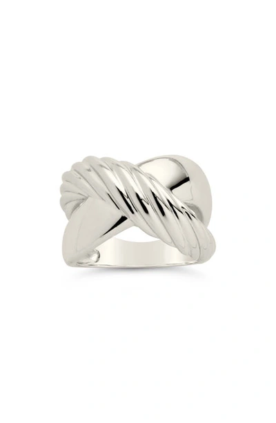 Sterling Forever Rhodium Plated Myra Cross Ring In Silver
