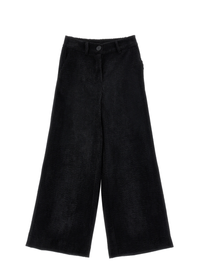 Shop Monnalisa Wide-leg Corduroy Trousers In Black