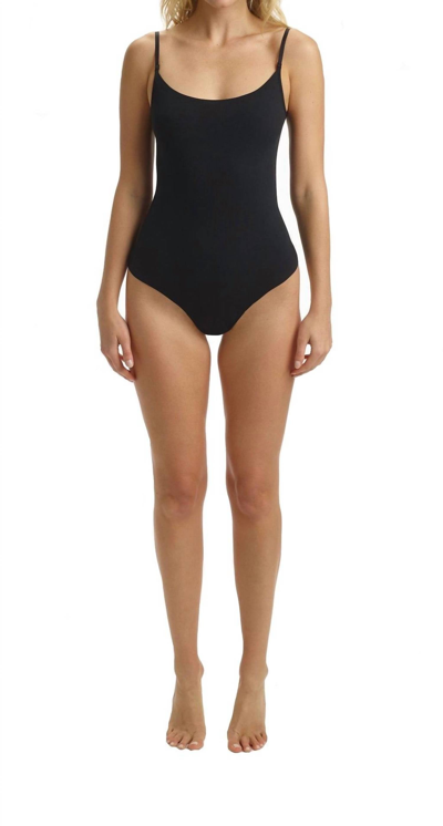 Commando Matte Metallic Cami Bodysuit In Black