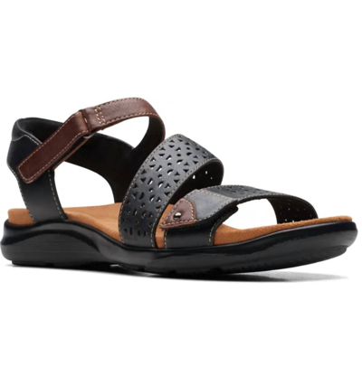 Shop Clarks Kitly Way Leather Sandals In Black
