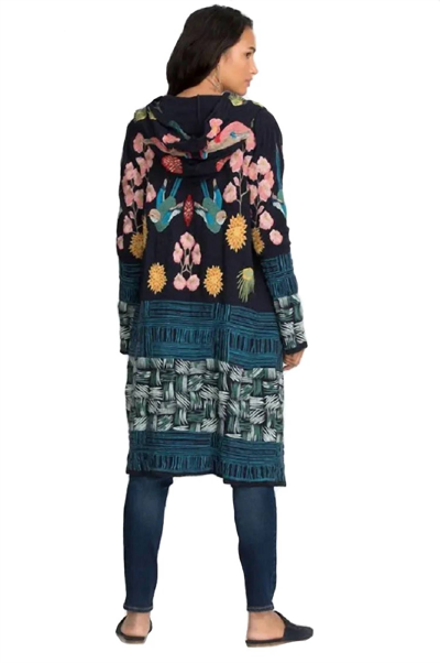 Johnny Was Bennie Duster Cardigan In Navy In Blue