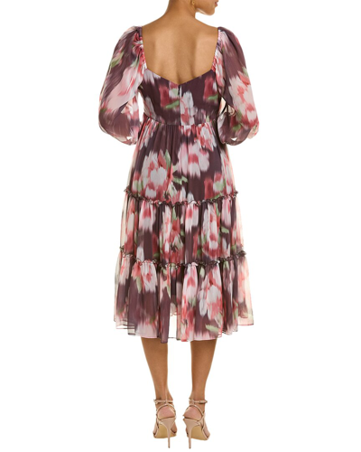 Sachin & Babi Jamie Ikat Floral Print Midi Dress In Grape In Multi