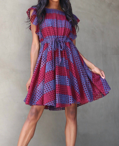 Shop Eva Franco Simona Dress In Wine Stripe In Multi