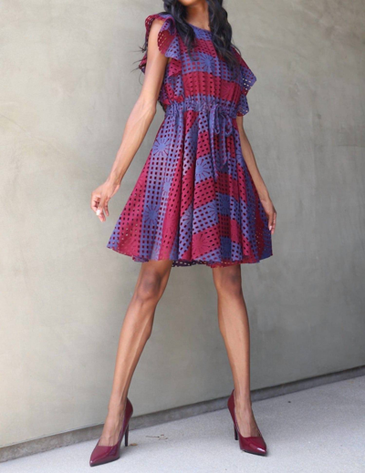 Shop Eva Franco Simona Dress In Wine Stripe In Multi