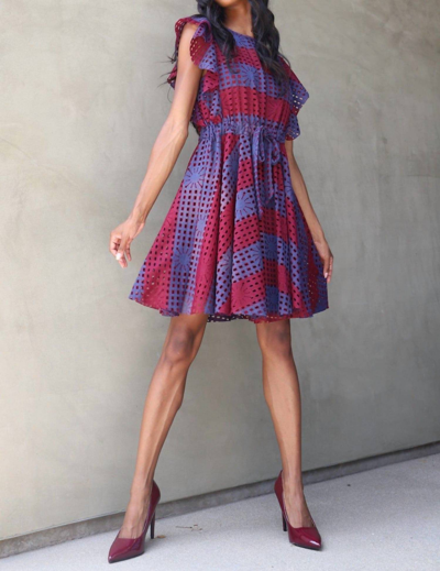 Eva Franco Simona Dress In Wine Stripe In Multi
