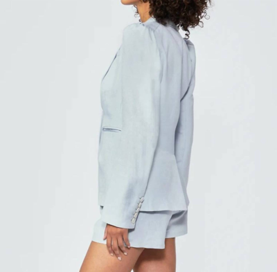Shop Paige Chelsee Puff Sleeve Blazer In Dove Grey In Blue