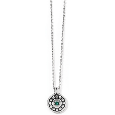 Shop Brighton Pebble Dot Medali Petite Reversible Birthstone Necklace In May Emerald In Multi