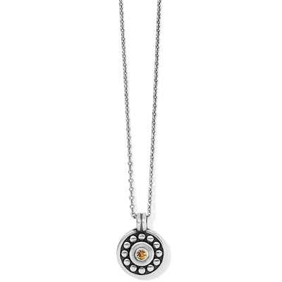 Shop Brighton Pebble Dot Medali Petite Reversible Birthstone Necklace In November Topaz In Multi