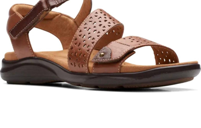 Shop Clarks Kitly Way Leather Sandal In Tan In Multi