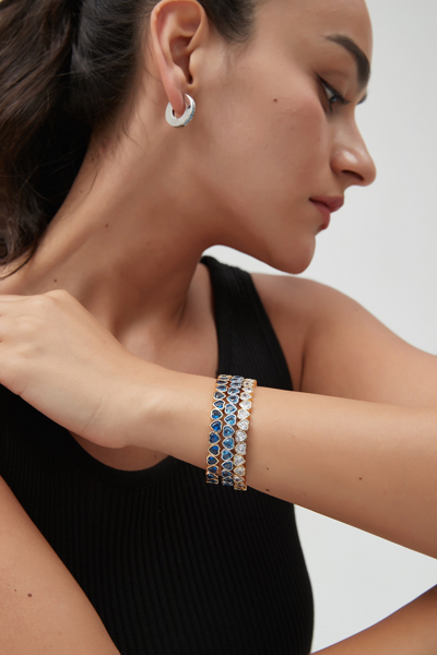 Shop Classicharms Gold Heart Shaped Zirconia Bangle Bracelet Set