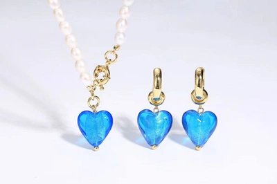 Shop Classicharms Esmée Sky Blue Glaze Heart Dangle Earrings
