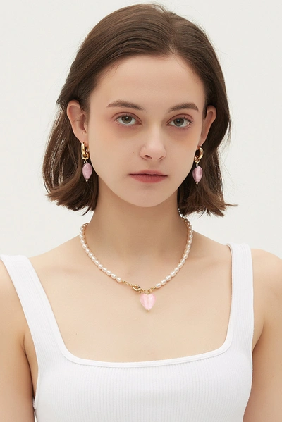 Shop Classicharms Esmée Pink Glaze Heart Dangle Earrings