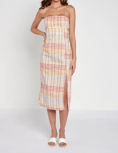 Shop Another Girl Organic Cotton Checked Cutout Midi Dress In Multi
