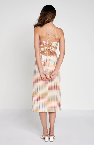 Shop Another Girl Organic Cotton Checked Cutout Midi Dress In Multi