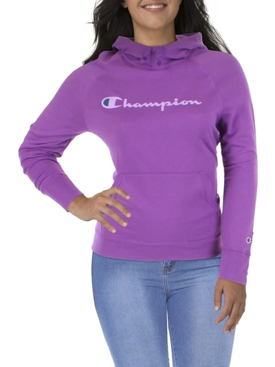 Shop Champion Powerblend Womens Fleece Logo Hoodie In Black