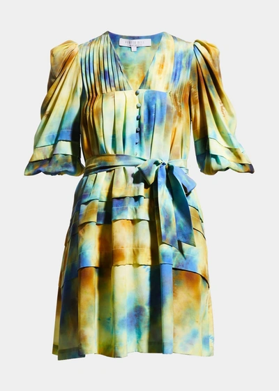 Shop Hunter Charlie Dress In Blue/gold Tie-dye In Multi