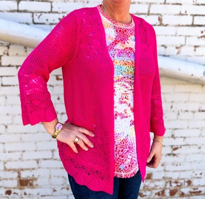 Shop Multiples Knit Cardigan In Fuchsia In Pink