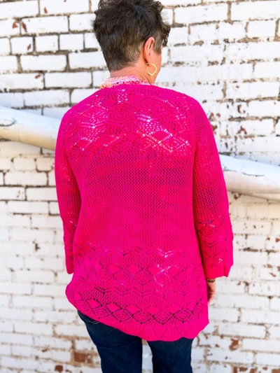 Shop Multiples Knit Cardigan In Fuchsia In Pink