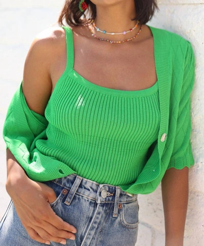 Shop Greylin Florence Ribbed Knit Top In Green
