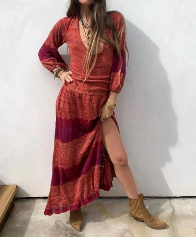 Shop Jen's Pirate Booty Knit Lapis Maxi Dress In Love Potion In Red