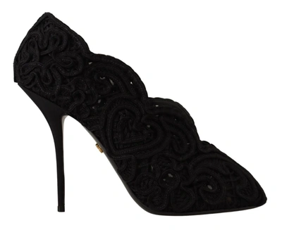 Shop Dolce & Gabbana Cordonetto Ricamo Pump Open Toe Women's Shoes In Black