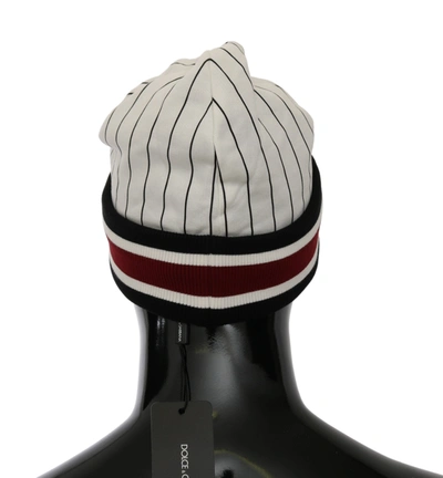 Shop Dolce & Gabbana I'm The King Of My Life Beanie Cotton Men's Hat In White