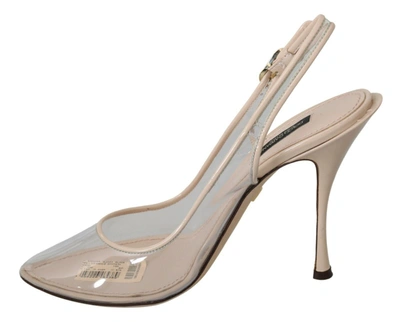 Shop Dolce & Gabbana Slingback Pvc Clear High Heels Women's Shoes In Beige