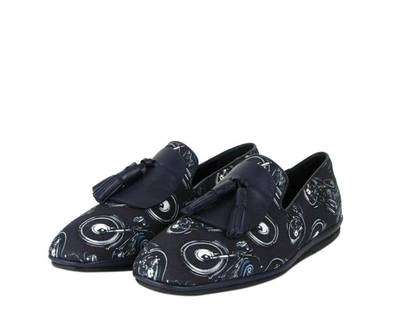 Ferragamo Mens Finnegan Deep Blue Fabric Tassel Loafer 661016 In Blue