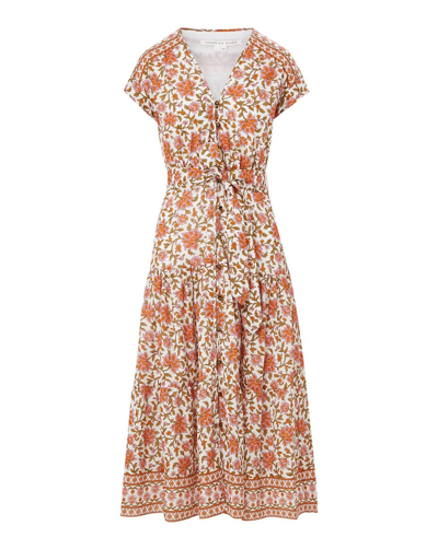 Shop Veronica Beard Lexington Floral Block-print Dress In Off White Multi