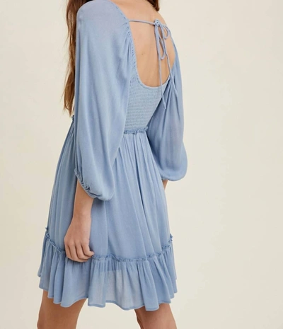 Shop Wishlist Balloon Sleeve Mini Dress - Blue