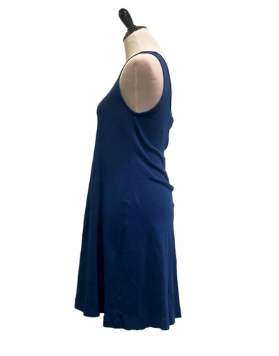 Three Dots Fit N Flare Dress In Navy In Blue
