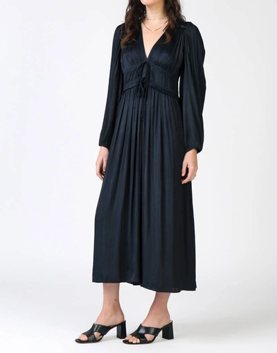 Shop Current Air Sidonie Pleated Maxi Dress In Dark Navy In Blue