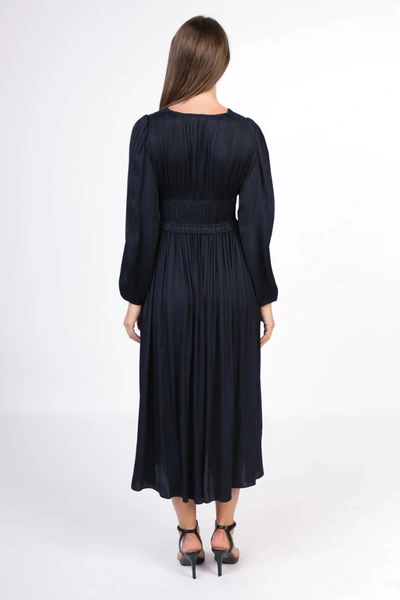 Shop Current Air Sidonie Pleated Maxi Dress In Dark Navy In Blue