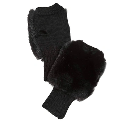 Shop Jocelyn Faux Fur Pull Through Scarf And Mitten Set In Black