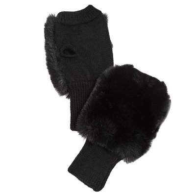 Jocelyn Faux Fur Pull Through Scarf And Mitten Set In Black
