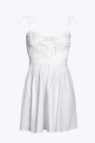 Shop For Love & Lemons Sierra Lace-up Open-back Poplin Mini Dress In White