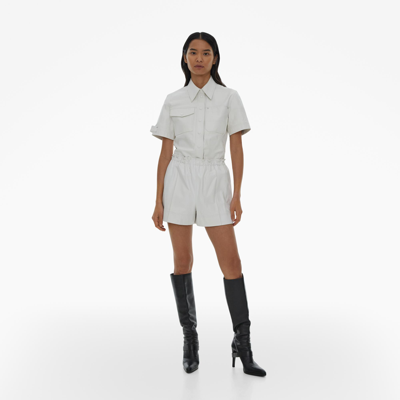 Shop Helmut Lang Leather Pull-on Short In Optic White