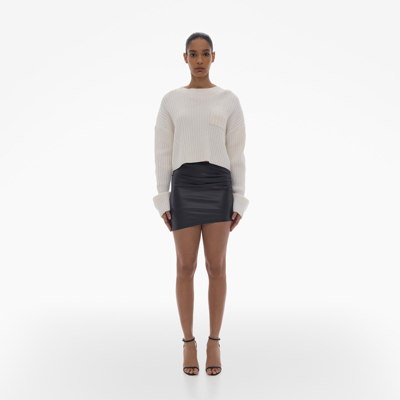 Shop Helmut Lang Cropped Cable Knit Sweater In Winter White