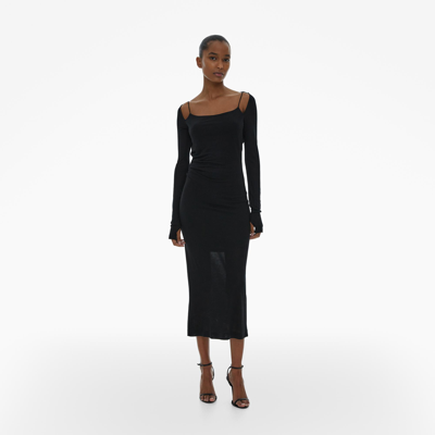 Helmut Lang Scala Midi Dress In Basalt Black