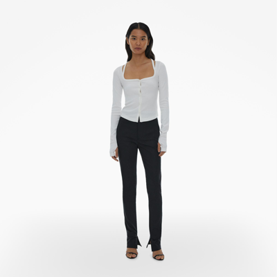 Shop Helmut Lang Square Neck Cardigan In Optic White