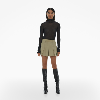 Shop Helmut Lang Pleated Cotton Skort In Uniform Khaki