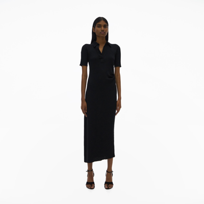 Shop Helmut Lang Core Polo Dress In Basalt Black