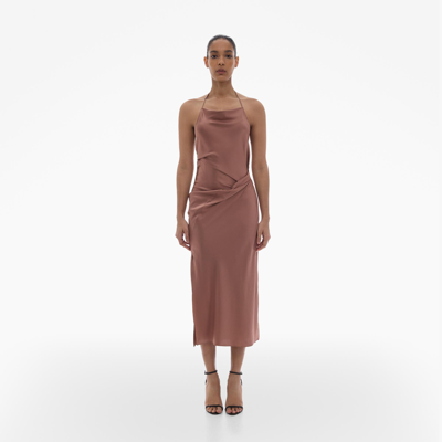 Shop Helmut Lang Stretch Silk Halter Dress In Blush