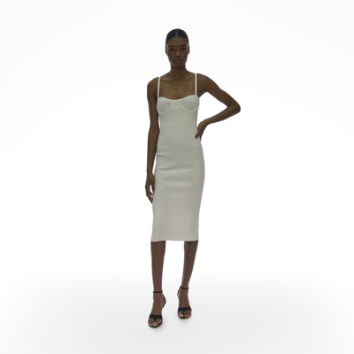 Shop Helmut Lang Rib Eyelet Bra Dress In White/white